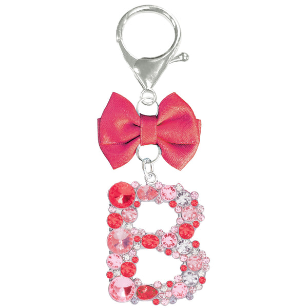 Assorted Burgundy Ribbon Monogram Keychain, INDIVIDUALLY SOLD