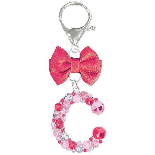 Assorted Burgundy Ribbon Monogram Keychain, INDIVIDUALLY SOLD