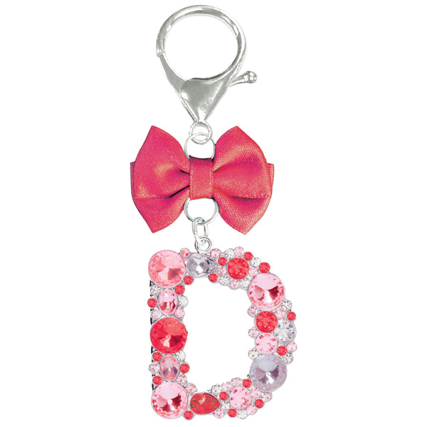 Assorted Burgundy Ribbon Monogram Keychain, INDIVIDUALLY SOLD