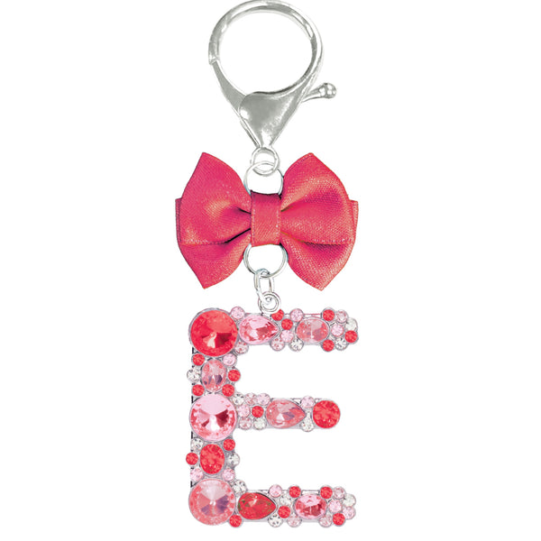 Assorted Burgundy Ribbon Monogram Keychain, INDIVIDUALLY SOLD