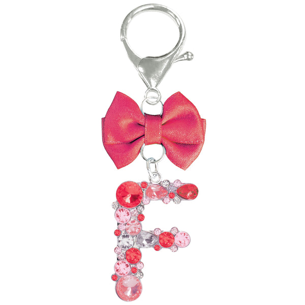 Assorted Burgundy Ribbon Monogram Keychain, INDIVIDUALLY SOLD