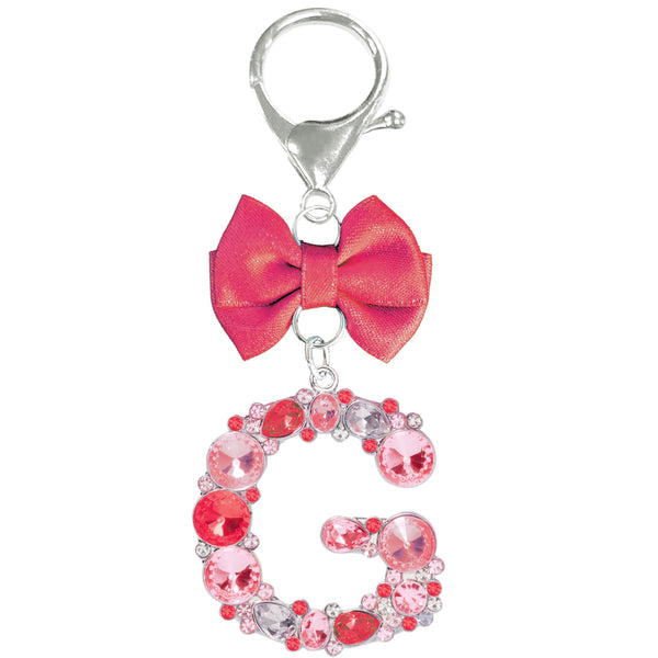 Assorted Burgundy Ribbon Monogram Keychain, INDIVIDUALLY SOLD