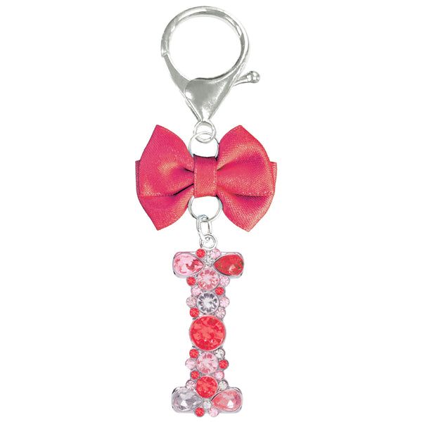 Assorted Burgundy Ribbon Monogram Keychain, INDIVIDUALLY SOLD