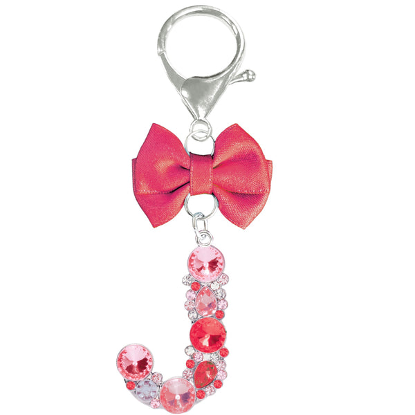 Assorted Burgundy Ribbon Monogram Keychain, INDIVIDUALLY SOLD