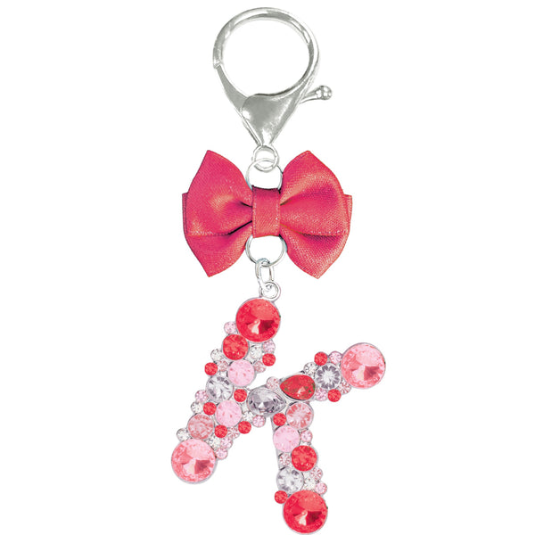 Assorted Burgundy Ribbon Monogram Keychain, INDIVIDUALLY SOLD