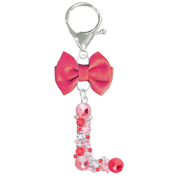 Assorted Burgundy Ribbon Monogram Keychain, INDIVIDUALLY SOLD