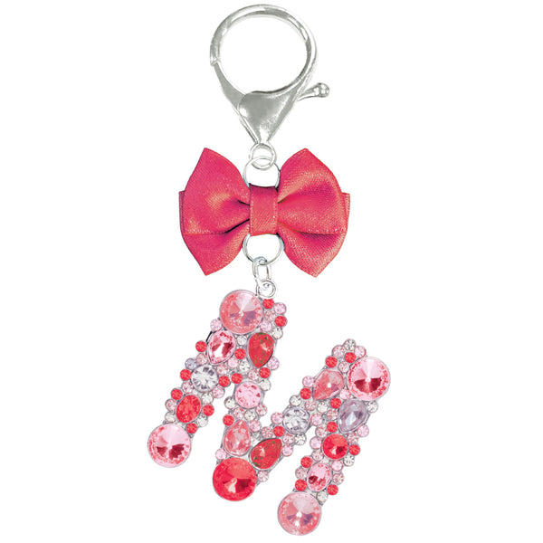 Assorted Burgundy Ribbon Monogram Keychain, INDIVIDUALLY SOLD