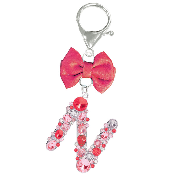 Assorted Burgundy Ribbon Monogram Keychain, INDIVIDUALLY SOLD