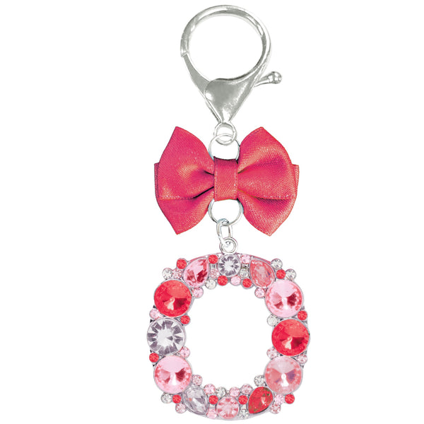Assorted Burgundy Ribbon Monogram Keychain, INDIVIDUALLY SOLD