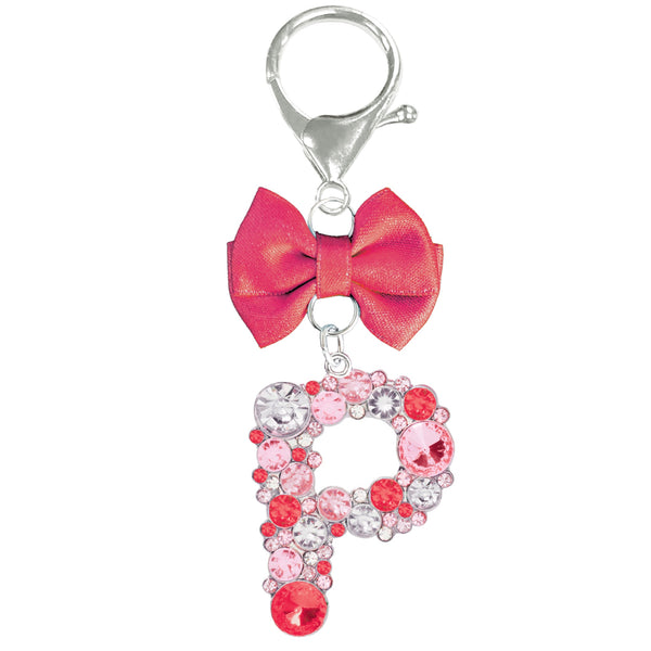 Assorted Burgundy Ribbon Monogram Keychain, INDIVIDUALLY SOLD