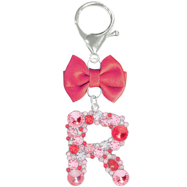 Assorted Burgundy Ribbon Monogram Keychain, INDIVIDUALLY SOLD