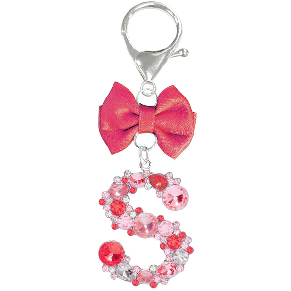 Assorted Burgundy Ribbon Monogram Keychain, INDIVIDUALLY SOLD