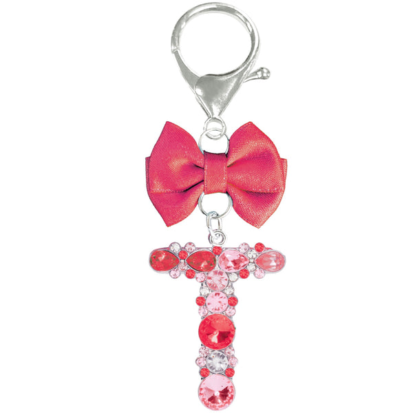 Assorted Burgundy Ribbon Monogram Keychain, INDIVIDUALLY SOLD