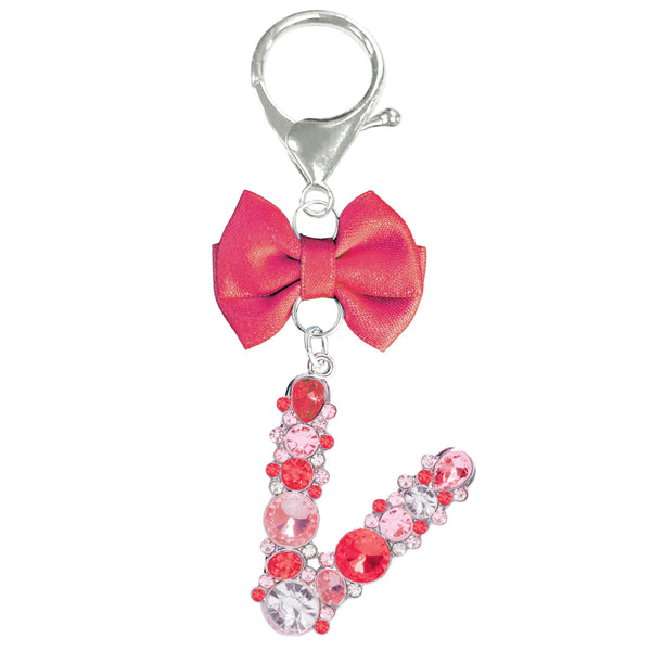 Assorted Burgundy Ribbon Monogram Keychain, INDIVIDUALLY SOLD