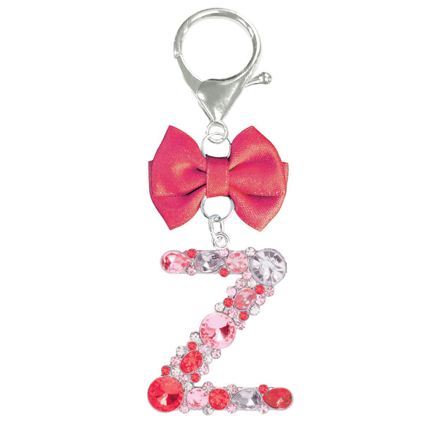Assorted Burgundy Ribbon Monogram Keychain, INDIVIDUALLY SOLD