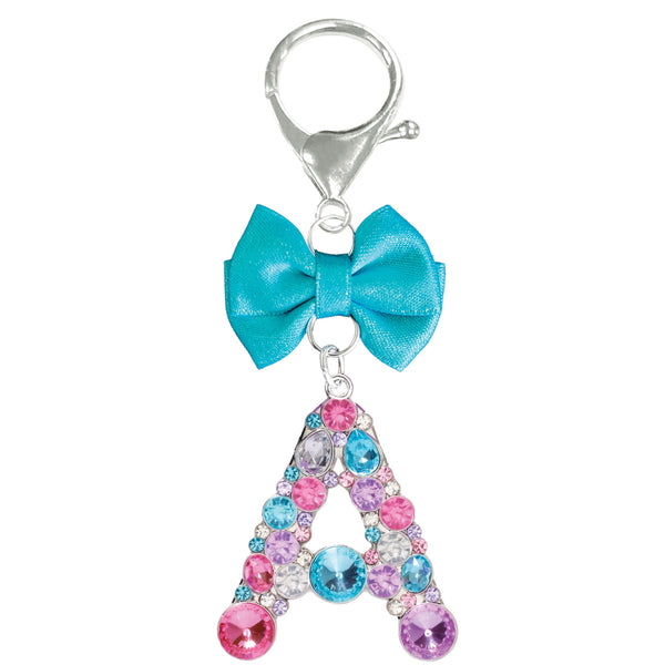 Assorted Turquoise Ribbon Monogram Keychain, INDIVIDUALLY SOLD