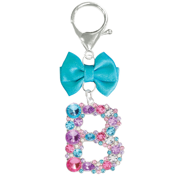 Assorted Turquoise Ribbon Monogram Keychain, INDIVIDUALLY SOLD