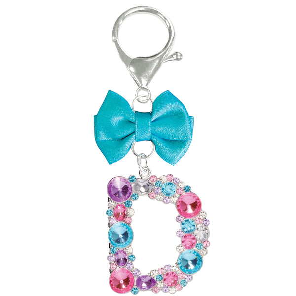 Assorted Turquoise Ribbon Monogram Keychain, INDIVIDUALLY SOLD