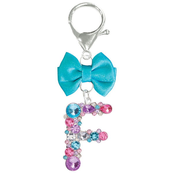 Assorted Turquoise Ribbon Monogram Keychain, INDIVIDUALLY SOLD