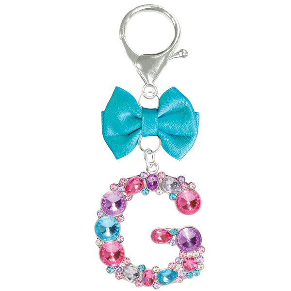 Assorted Turquoise Ribbon Monogram Keychain, INDIVIDUALLY SOLD