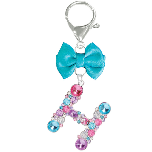 Assorted Turquoise Ribbon Monogram Keychain, INDIVIDUALLY SOLD