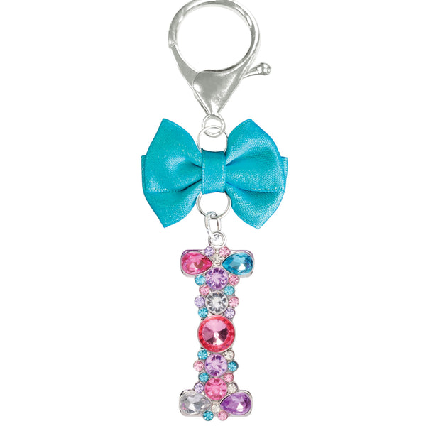 Assorted Turquoise Ribbon Monogram Keychain, INDIVIDUALLY SOLD