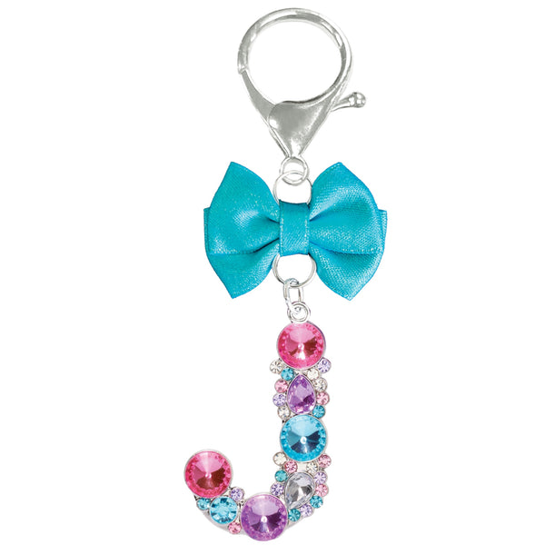 Assorted Turquoise Ribbon Monogram Keychain, INDIVIDUALLY SOLD