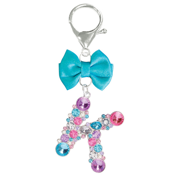 Assorted Turquoise Ribbon Monogram Keychain, INDIVIDUALLY SOLD