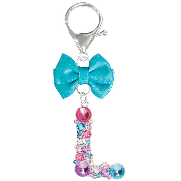 Assorted Turquoise Ribbon Monogram Keychain, INDIVIDUALLY SOLD