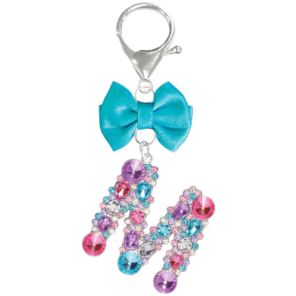 Assorted Turquoise Ribbon Monogram Keychain, INDIVIDUALLY SOLD