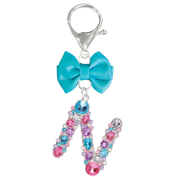 Assorted Turquoise Ribbon Monogram Keychain, INDIVIDUALLY SOLD