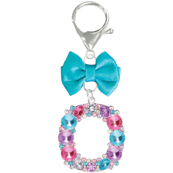 Assorted Turquoise Ribbon Monogram Keychain, INDIVIDUALLY SOLD