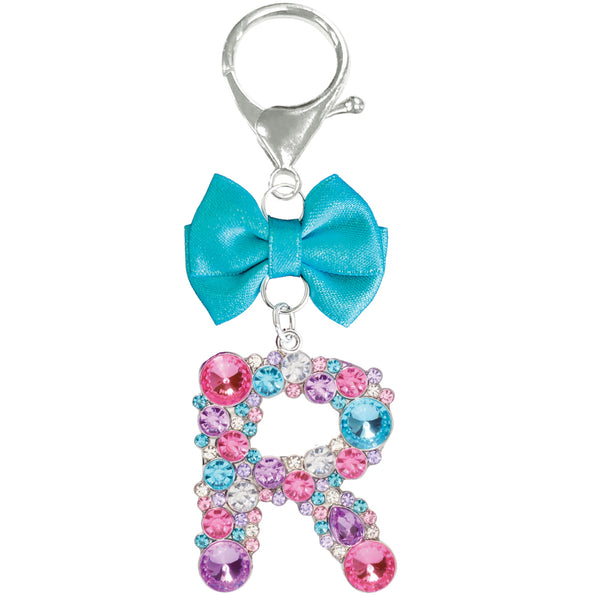Assorted Turquoise Ribbon Monogram Keychain, INDIVIDUALLY SOLD