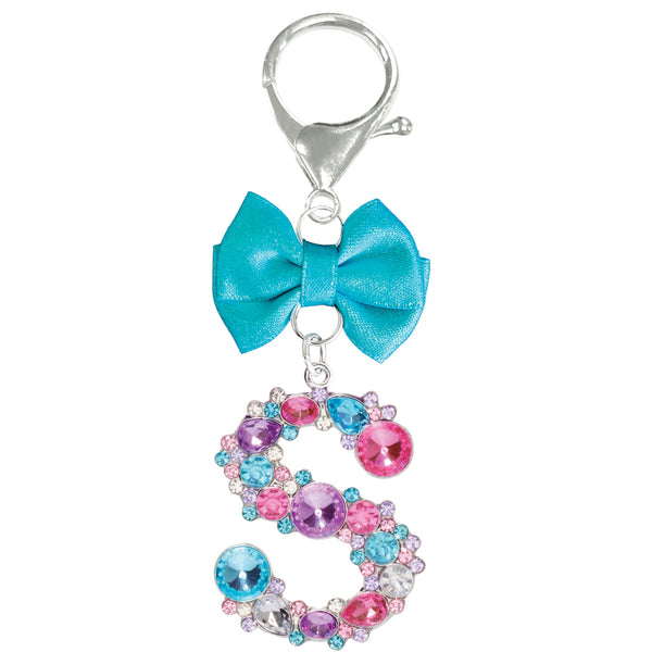 Assorted Turquoise Ribbon Monogram Keychain, INDIVIDUALLY SOLD