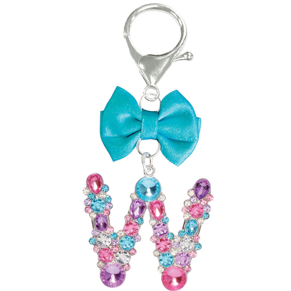 Assorted Turquoise Ribbon Monogram Keychain, INDIVIDUALLY SOLD