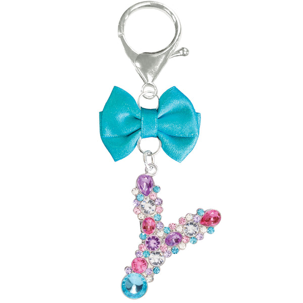 Assorted Turquoise Ribbon Monogram Keychain, INDIVIDUALLY SOLD