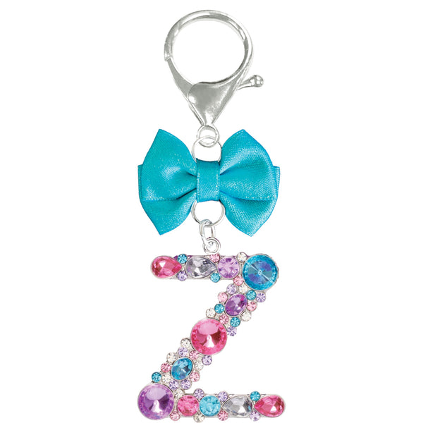 Assorted Turquoise Ribbon Monogram Keychain, INDIVIDUALLY SOLD