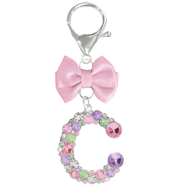 Assorted Pink Ribbon Monogram Keychain, INDIVIDUALLY SOLD