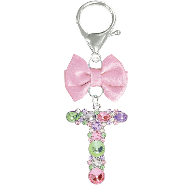 Assorted Pink Ribbon Monogram Keychain, INDIVIDUALLY SOLD