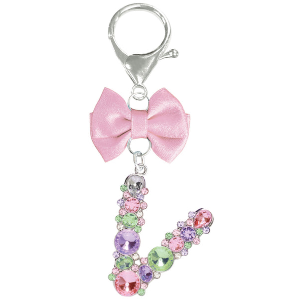 Assorted Pink Ribbon Monogram Keychain, INDIVIDUALLY SOLD