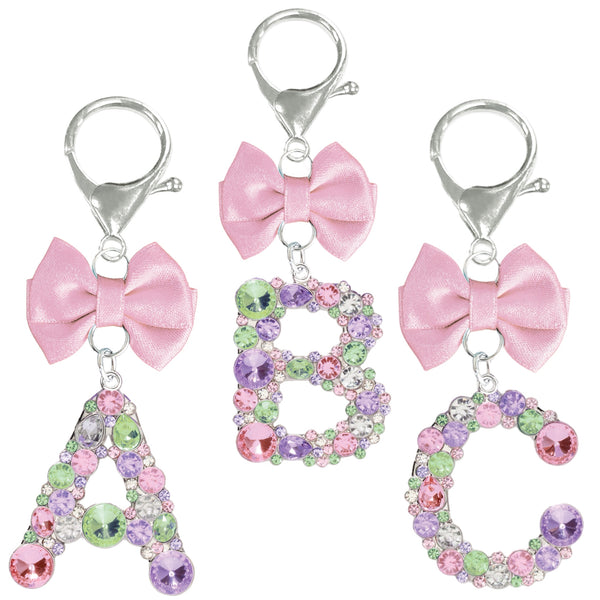 Assorted Pink Ribbon Monogram Keychain, INDIVIDUALLY SOLD