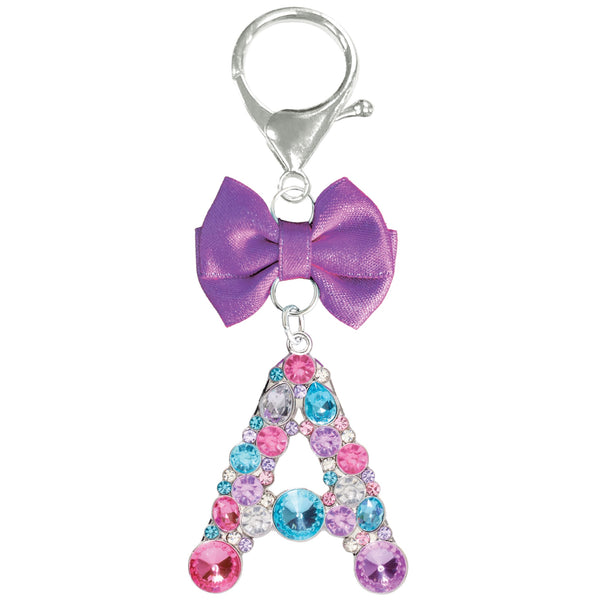 Assorted Purple Ribbon Monogram Keychain, INDIVIDUALLY SOLD