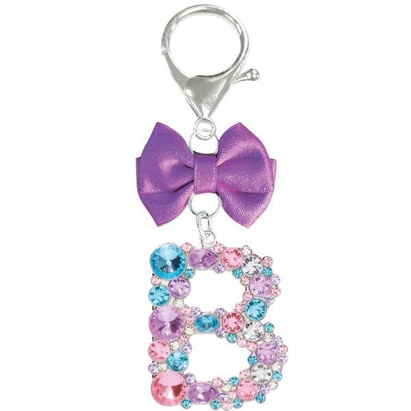 Assorted Purple Ribbon Monogram Keychain, INDIVIDUALLY SOLD