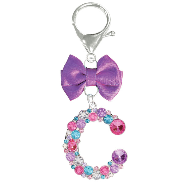 Assorted Purple Ribbon Monogram Keychain, INDIVIDUALLY SOLD