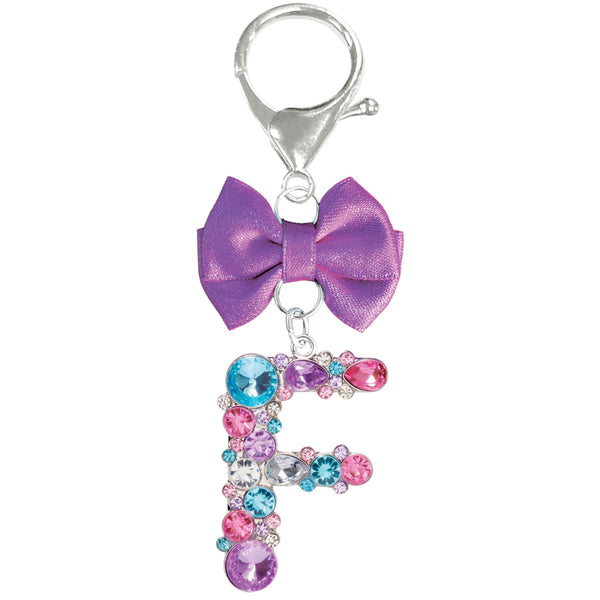 Assorted Purple Ribbon Monogram Keychain, INDIVIDUALLY SOLD