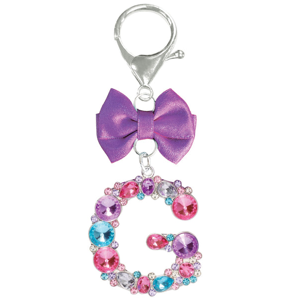 Assorted Purple Ribbon Monogram Keychain, INDIVIDUALLY SOLD