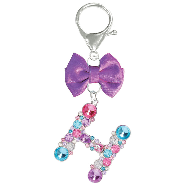Assorted Purple Ribbon Monogram Keychain, INDIVIDUALLY SOLD