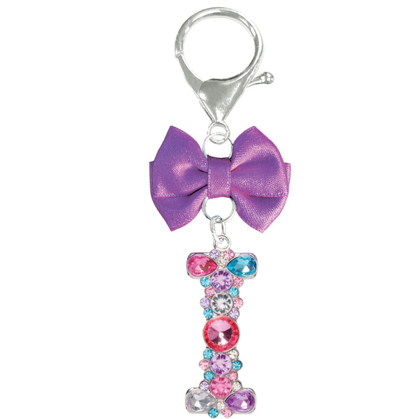 Assorted Purple Ribbon Monogram Keychain, INDIVIDUALLY SOLD