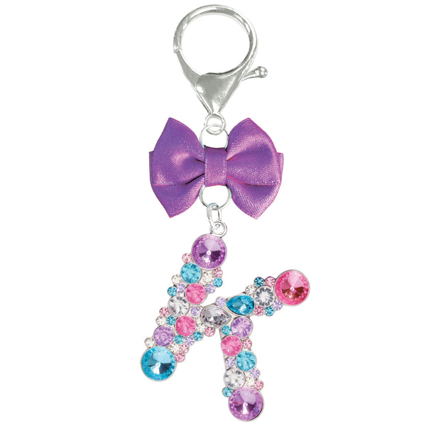 Assorted Purple Ribbon Monogram Keychain, INDIVIDUALLY SOLD