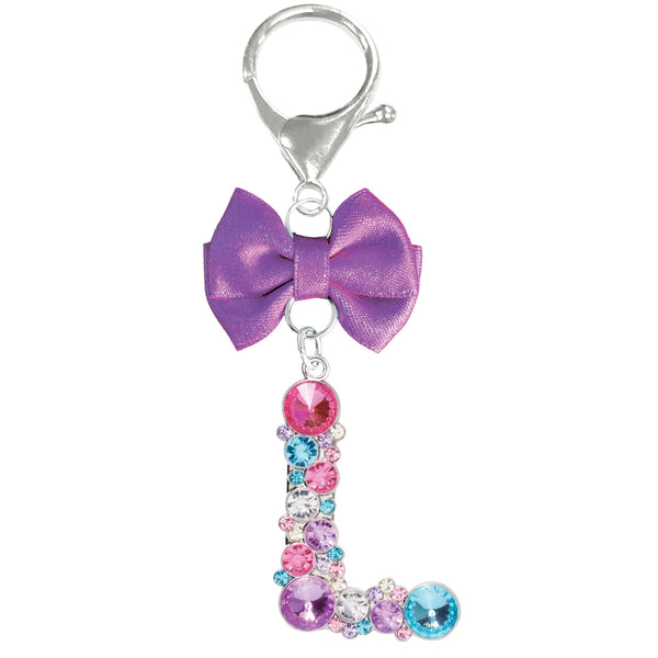Assorted Purple Ribbon Monogram Keychain, INDIVIDUALLY SOLD